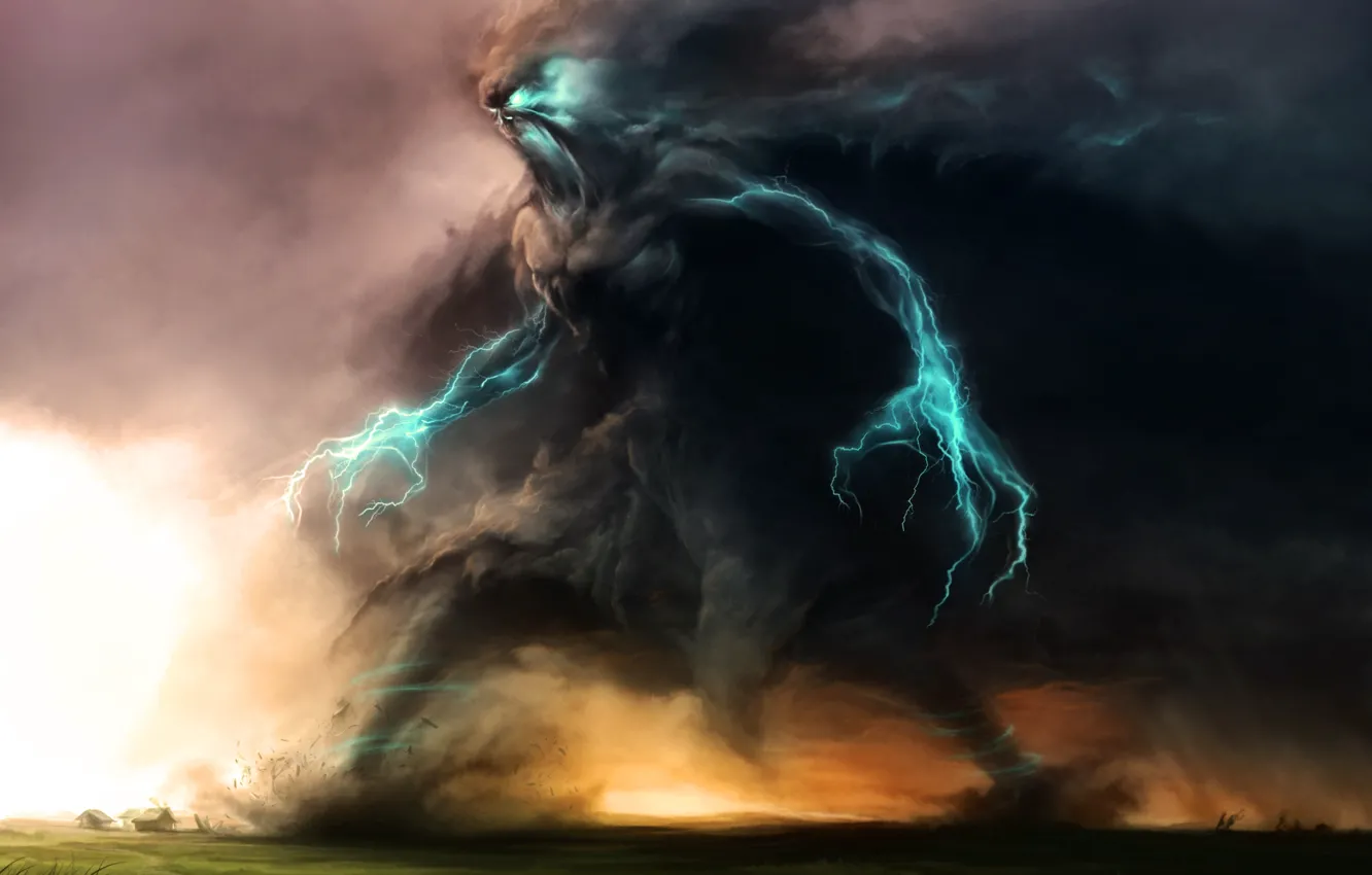 Photo wallpaper colossus, home, storm, art, Zsolt Kosa