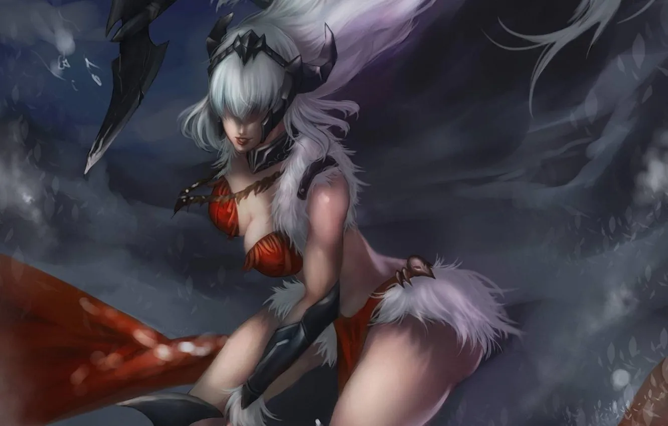 Photo wallpaper girl, weapons, hair, art, axe