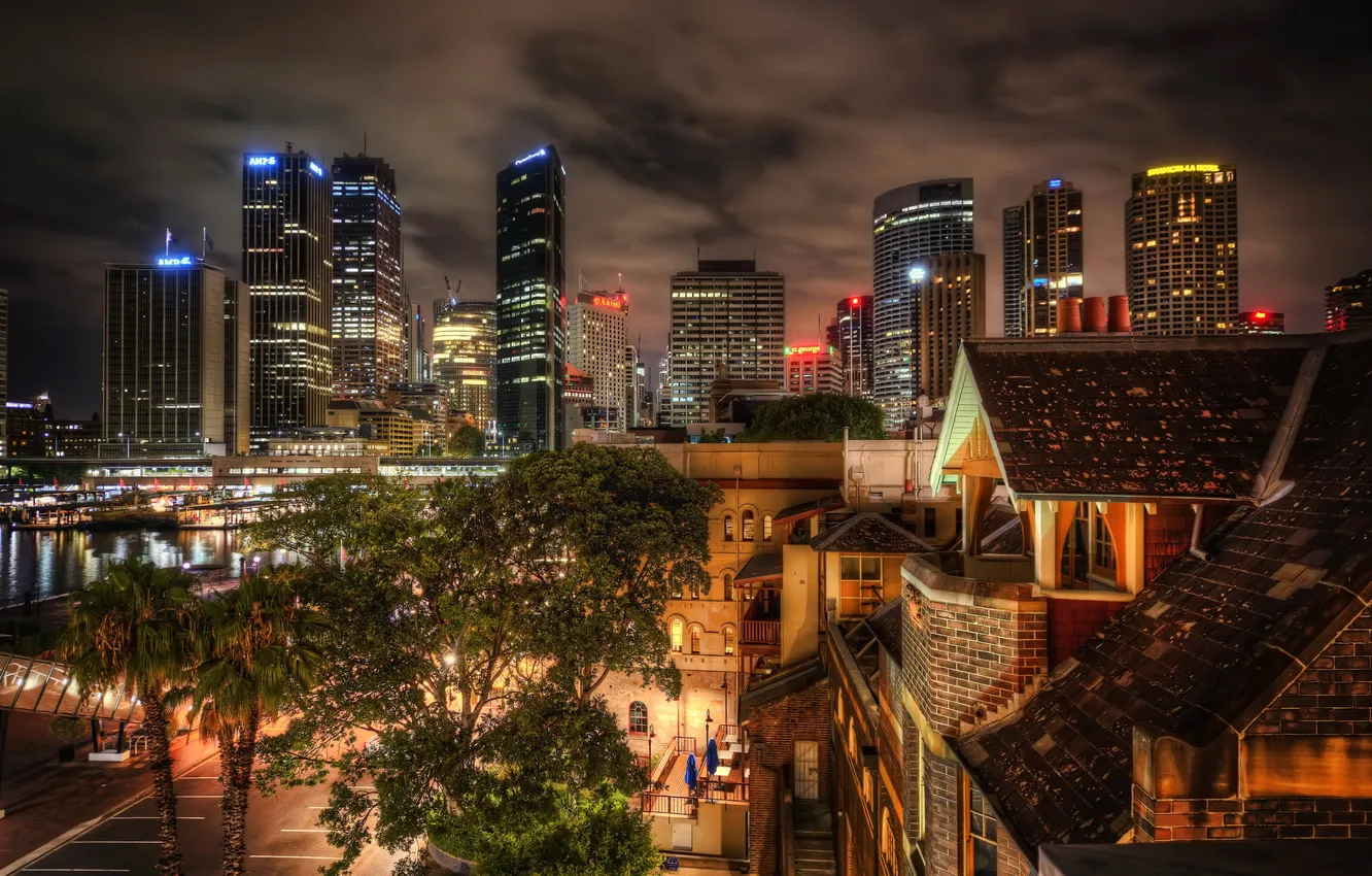 Photo wallpaper night, home, Australia, Sydney, architecture, night, skyscrapers, Australia