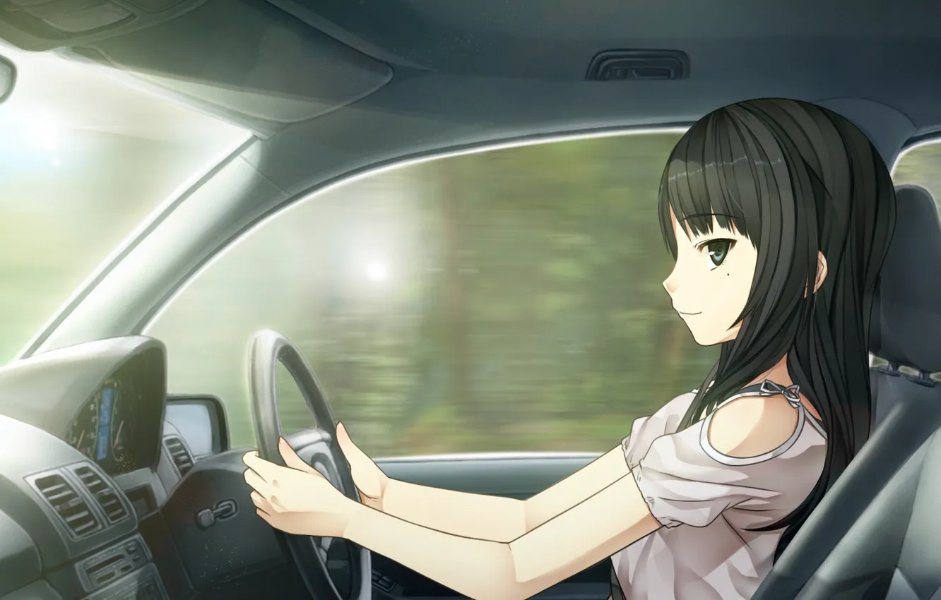 Photo wallpaper machine, look, girl, long hair