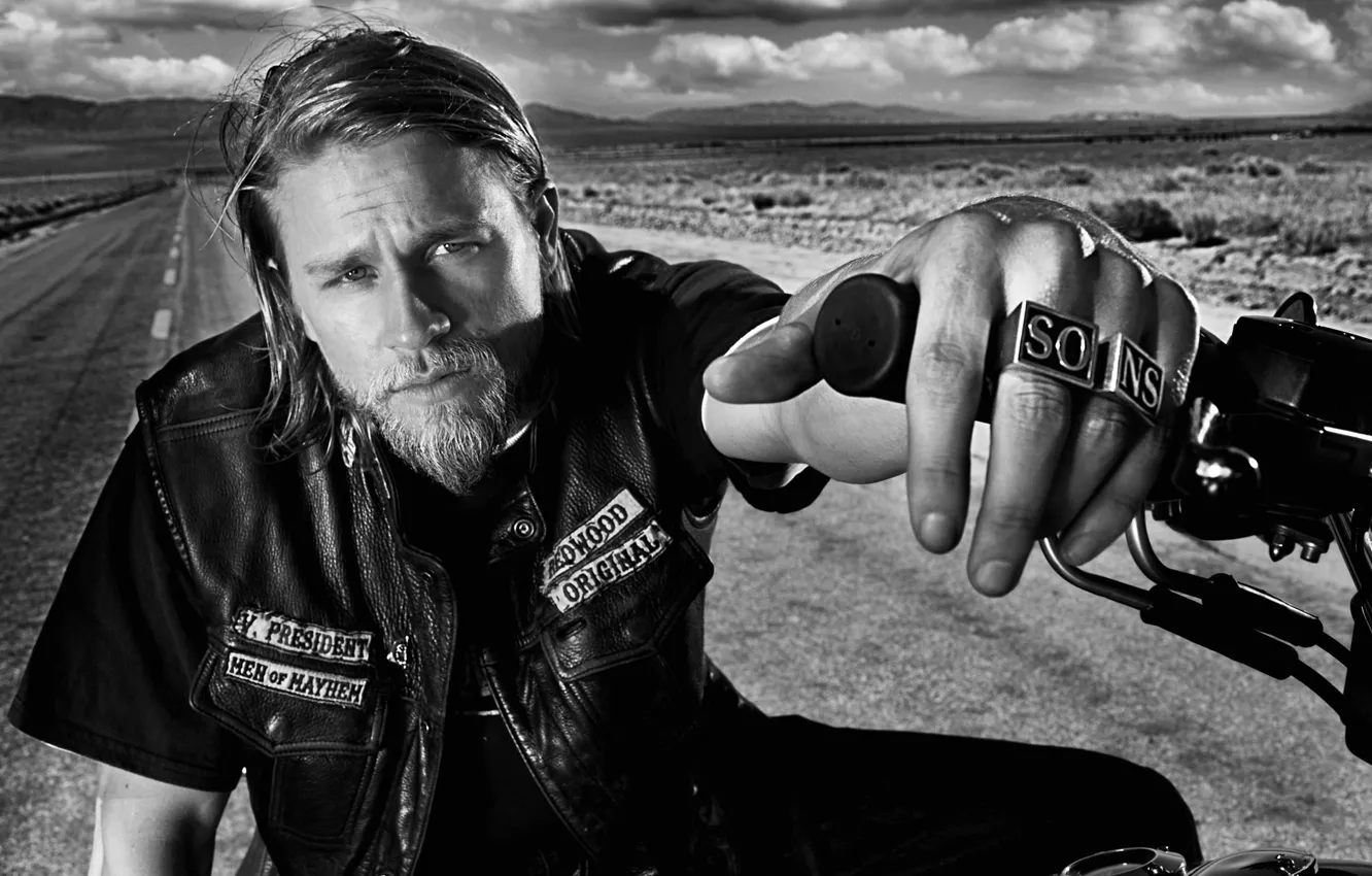 Photo wallpaper the series, biker, actor, motorcyclist, Charlie Hunnam, Sons of Anarchy, Charlie Hunnam, Sons of anarchy