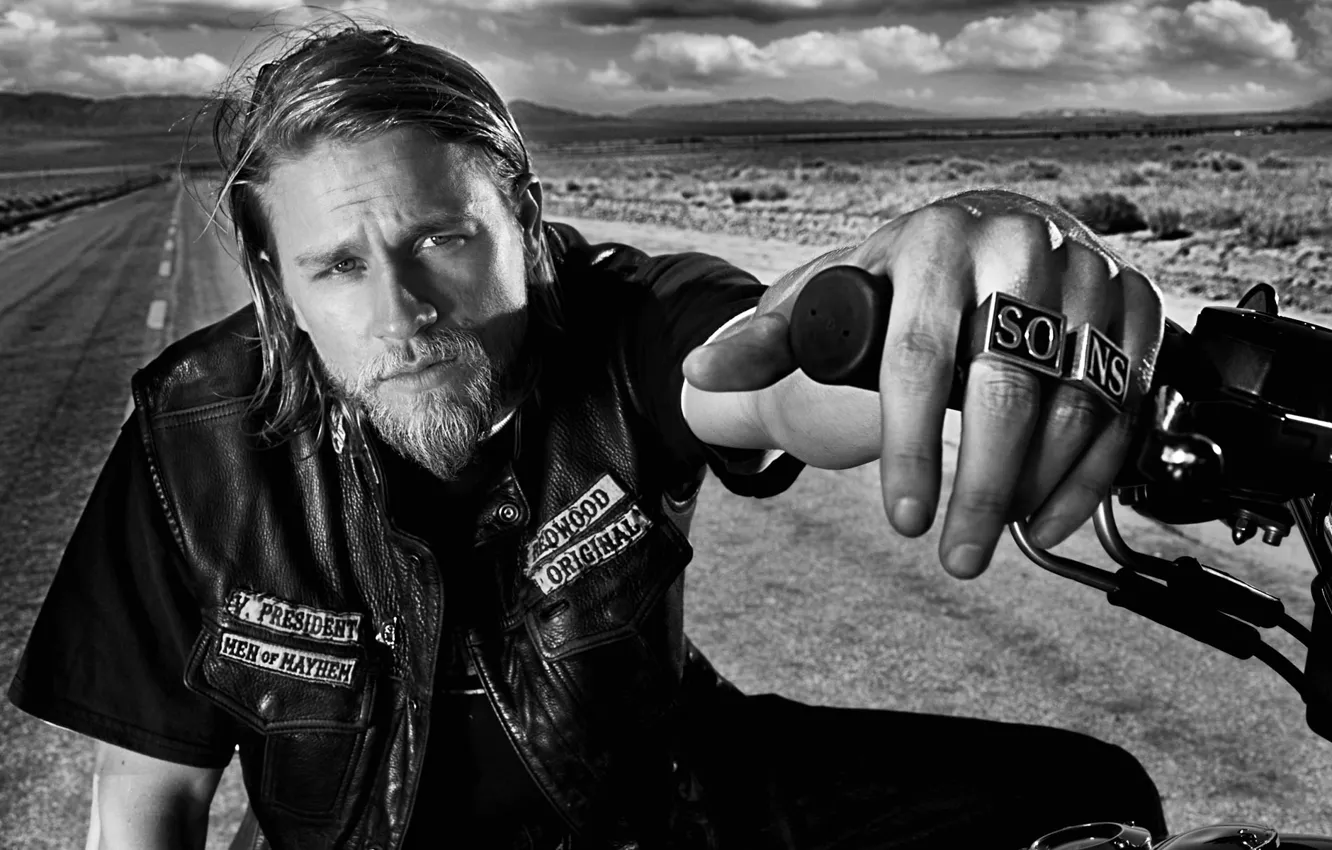 Photo wallpaper actor, the series, biker, motorcyclist, Charlie Hunnam, Sons of Anarchy, Charlie Hunnam, Sons of anarchy
