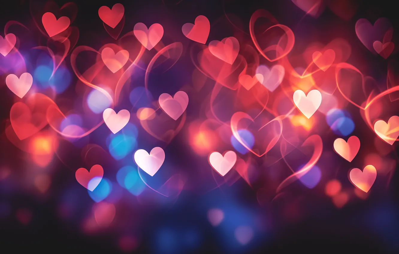 Photo wallpaper love, holiday, heart, feelings, heart, hearts, heart, bokeh