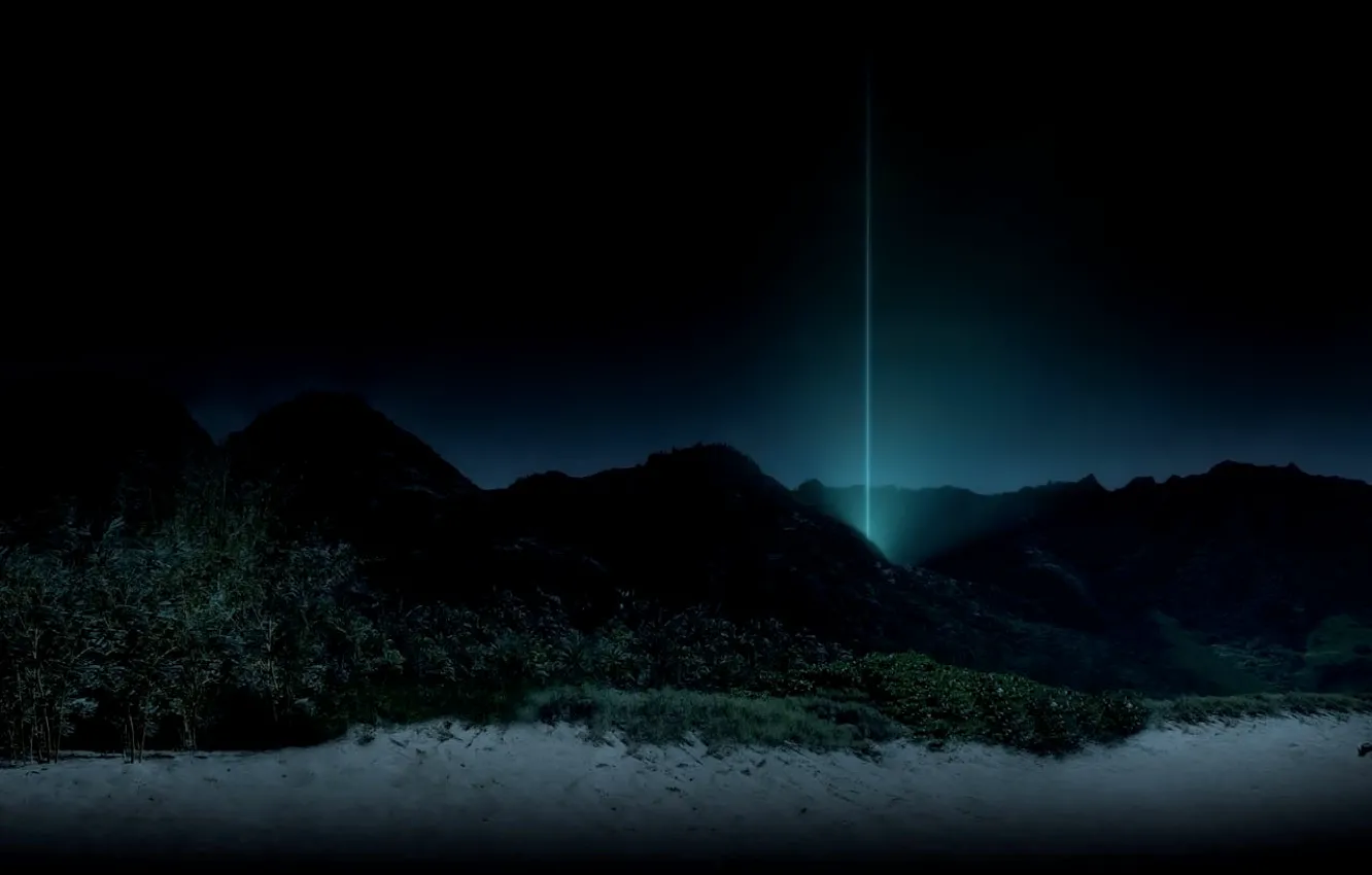 Photo wallpaper rays, light, night, shore, Lost