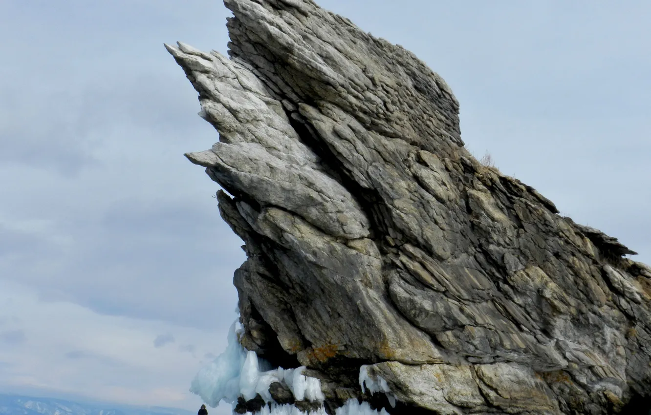 Photo wallpaper ice, the sky, clouds, snow, landscape, mountains, nature, rocks