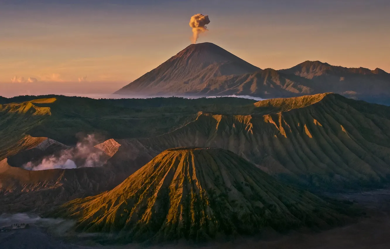 Photo wallpaper mountains, nature, the volcano, crater