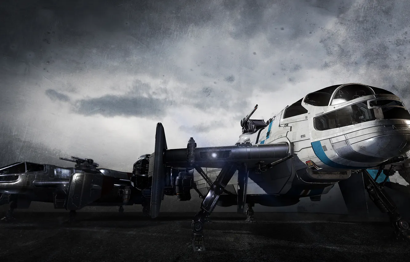 Photo wallpaper background, fiction, landing, spaceship