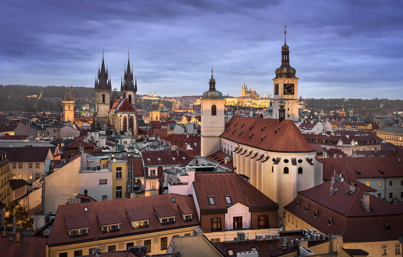 Photo wallpaper Prague, Czech Republic, architecture, Old Town, Church of Our Lady before Tyn