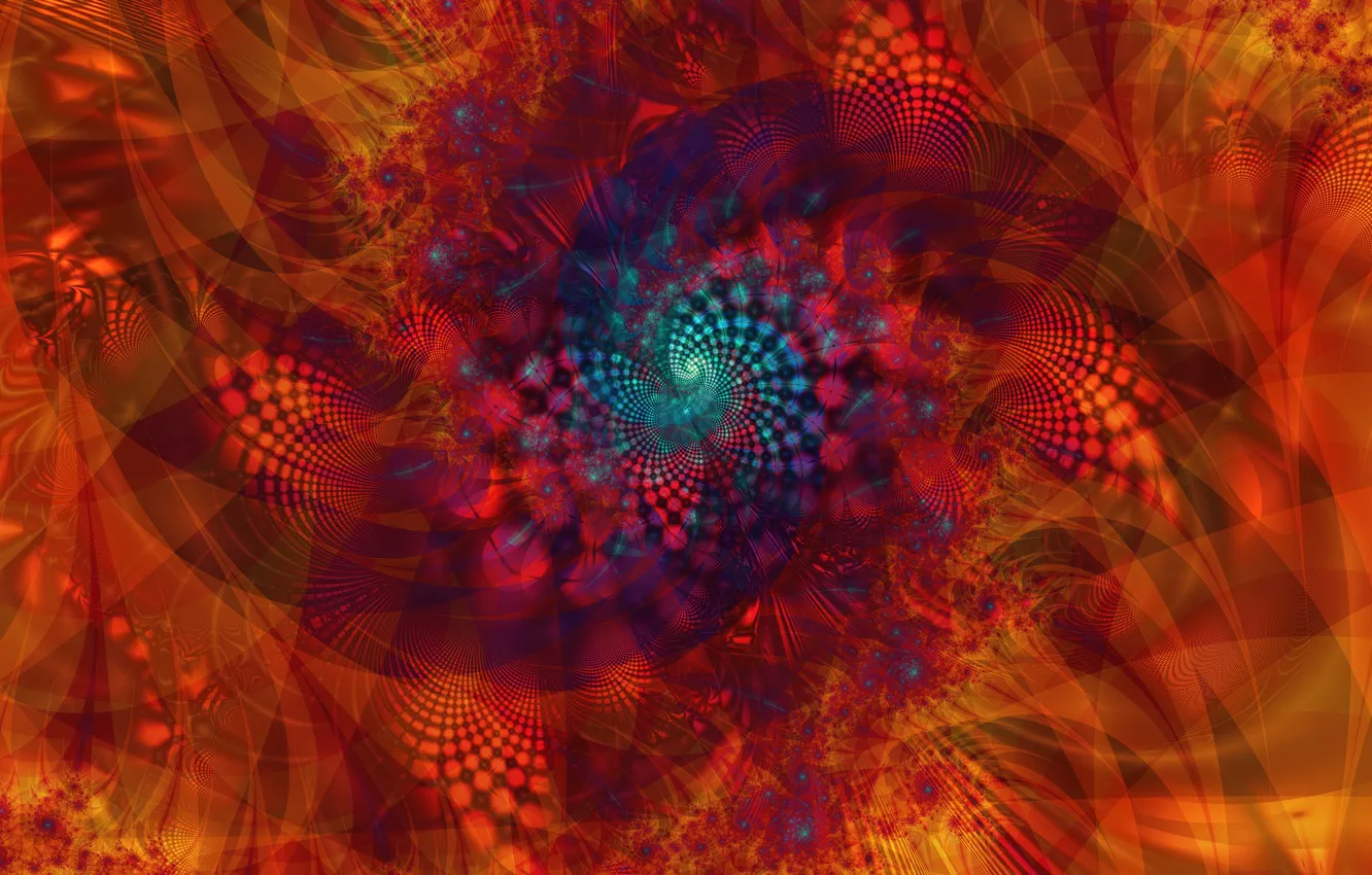Photo wallpaper orange, red, abstraction, blue, pattern, spiral, fractal, ornament