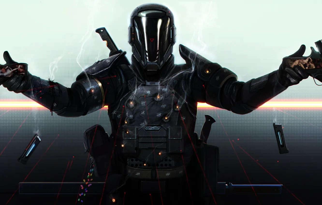 Photo wallpaper weapons, guns, costume, give up, Guns