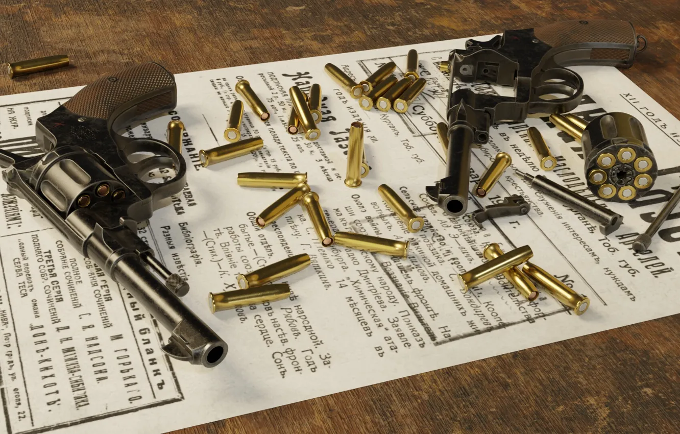 Photo wallpaper Russia, Nagant 1895, Leon Nagant, Russian revolver, Alexander Vlasov