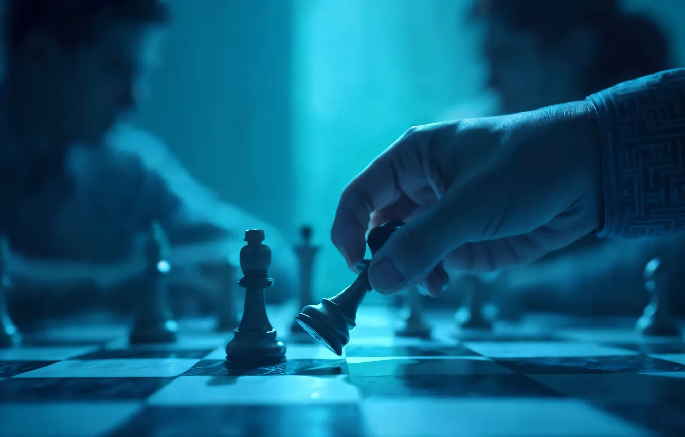 Photo wallpaper people, hands, chess, chess Board, chess pieces, digital art, AI art, The Art of Artificial …