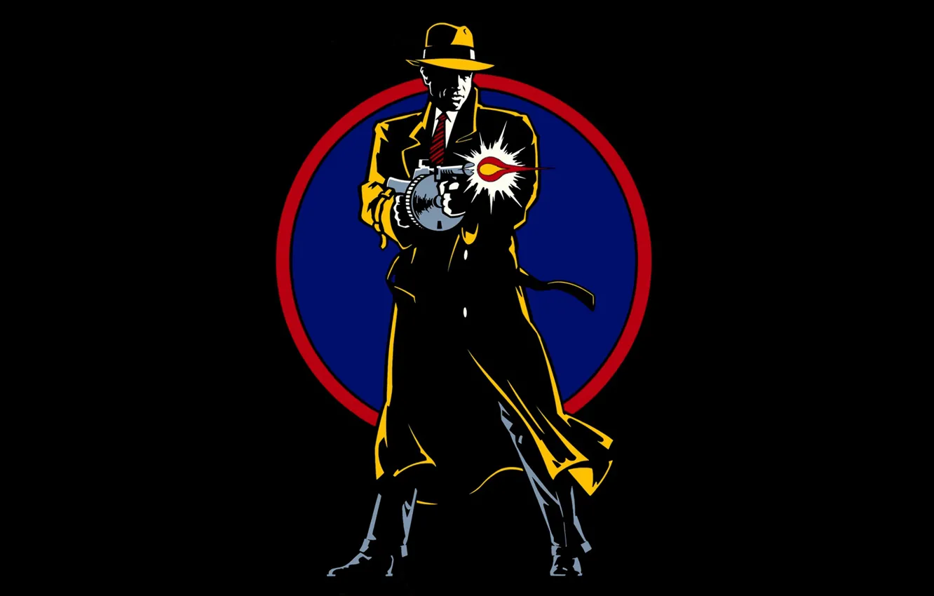 Photo wallpaper hat, shot, machine, cloak, detective, Dick Tracy, Dick Tracy, detective