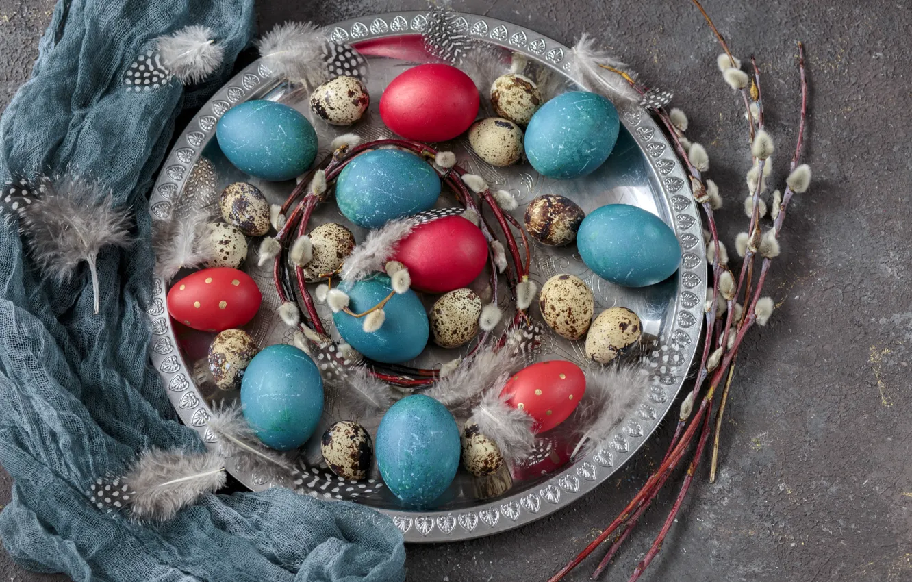 Photo wallpaper eggs, spring, Easter, happy, Verba, spring, Easter, eggs