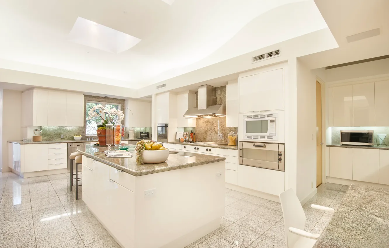 Photo wallpaper white, home, luxury, kitchen