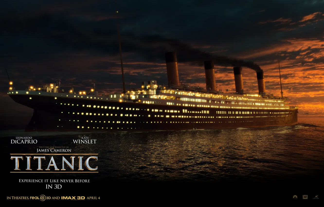 Photo wallpaper night, ship, Titanic, Titanic