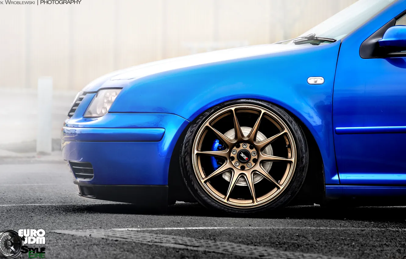 Photo wallpaper Volkswagen, Jetta, Car, drives, Blue, Wheels, Bora, rim