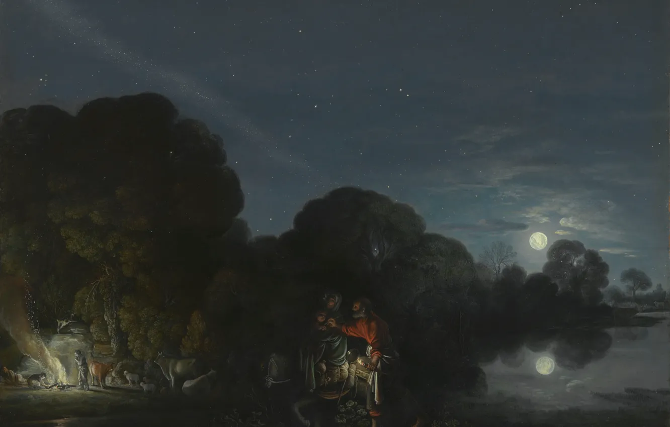 Photo wallpaper picture, religion, mythology, The flight into Egypt, Adam Elsheimer, Adam Elsheimer