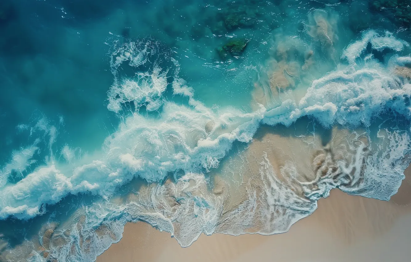 Photo wallpaper sand, sea, wave, beach, the ocean, shore, coast, surf