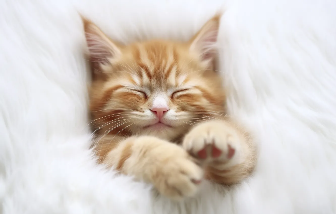 Photo wallpaper cat, white, pose, comfort, heat, background, sweetheart, sleep
