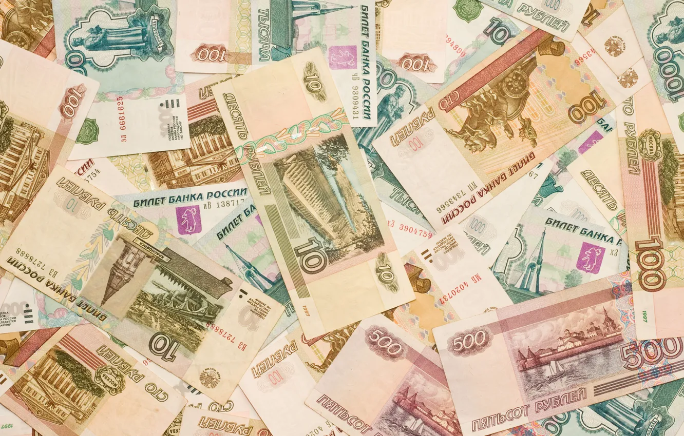Photo wallpaper Macro, Bills, Money, Currency, Rubles