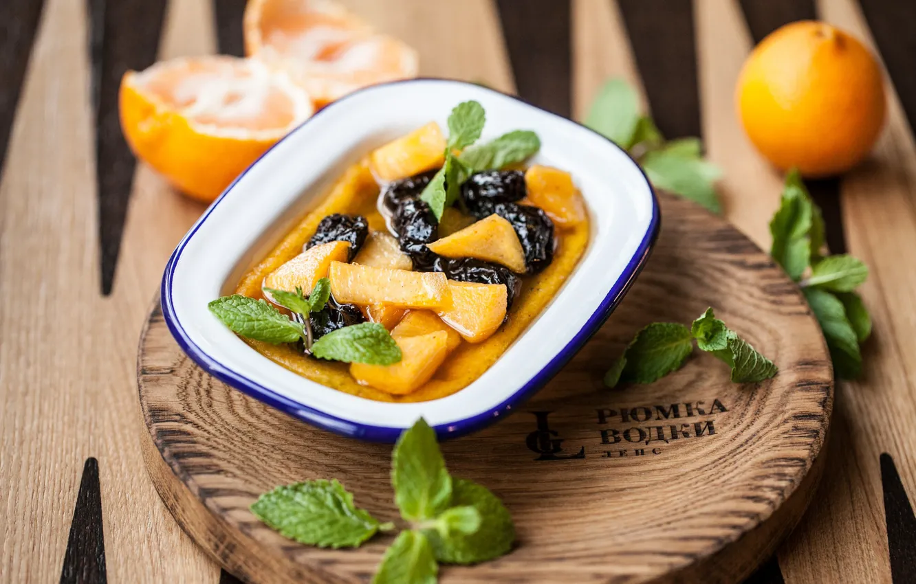 Photo wallpaper berries, pie, fruit, mint