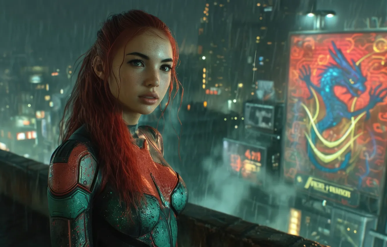 Photo wallpaper girl, futuristic, Vigilante