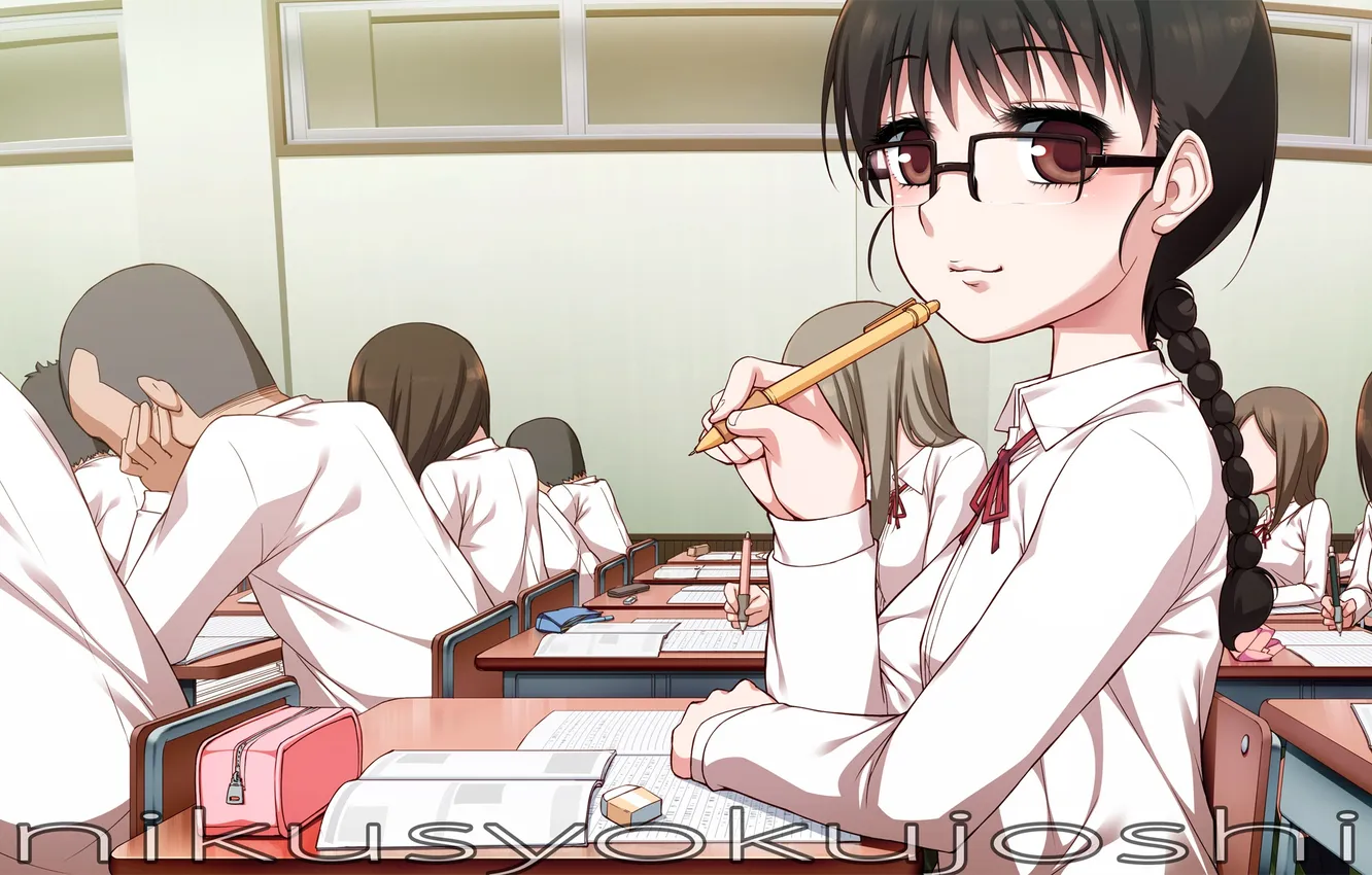Photo wallpaper look, smile, girl, school, art, desks, masamaru7, student