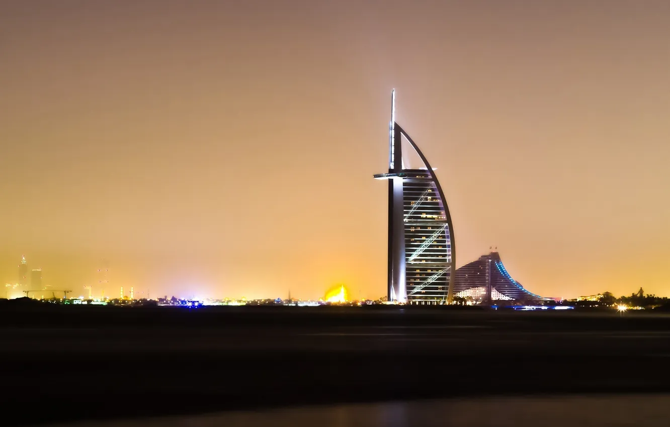 Photo wallpaper light, night, home, Dubai, Dubai, UAE, Jumeirah beach hotel, Burj Al Arab