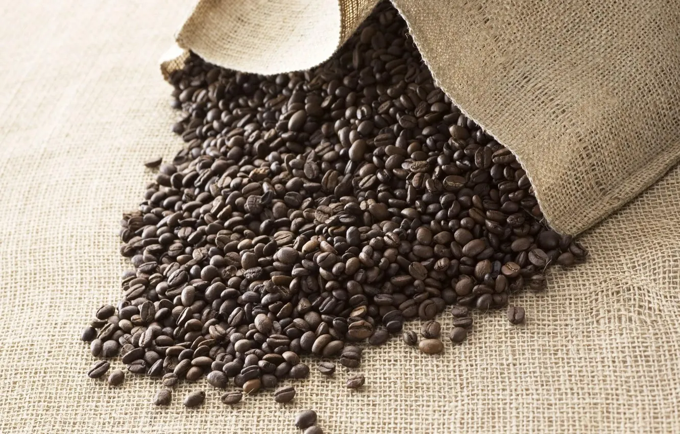 Photo wallpaper coffee, grain, bag, coffee