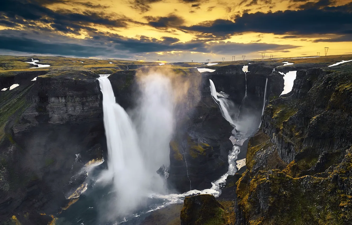 Photo wallpaper river, waterfall, Haifoss islande
