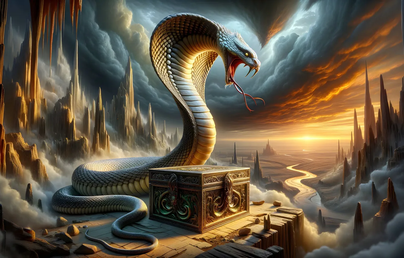Photo wallpaper snake, Cobra, chest