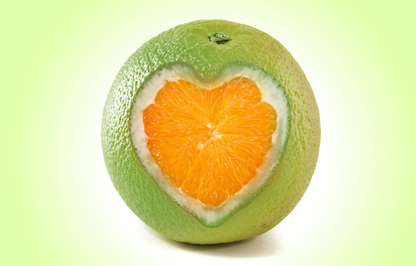 Photo wallpaper rendering, heart, orange, heart, fruit, orange