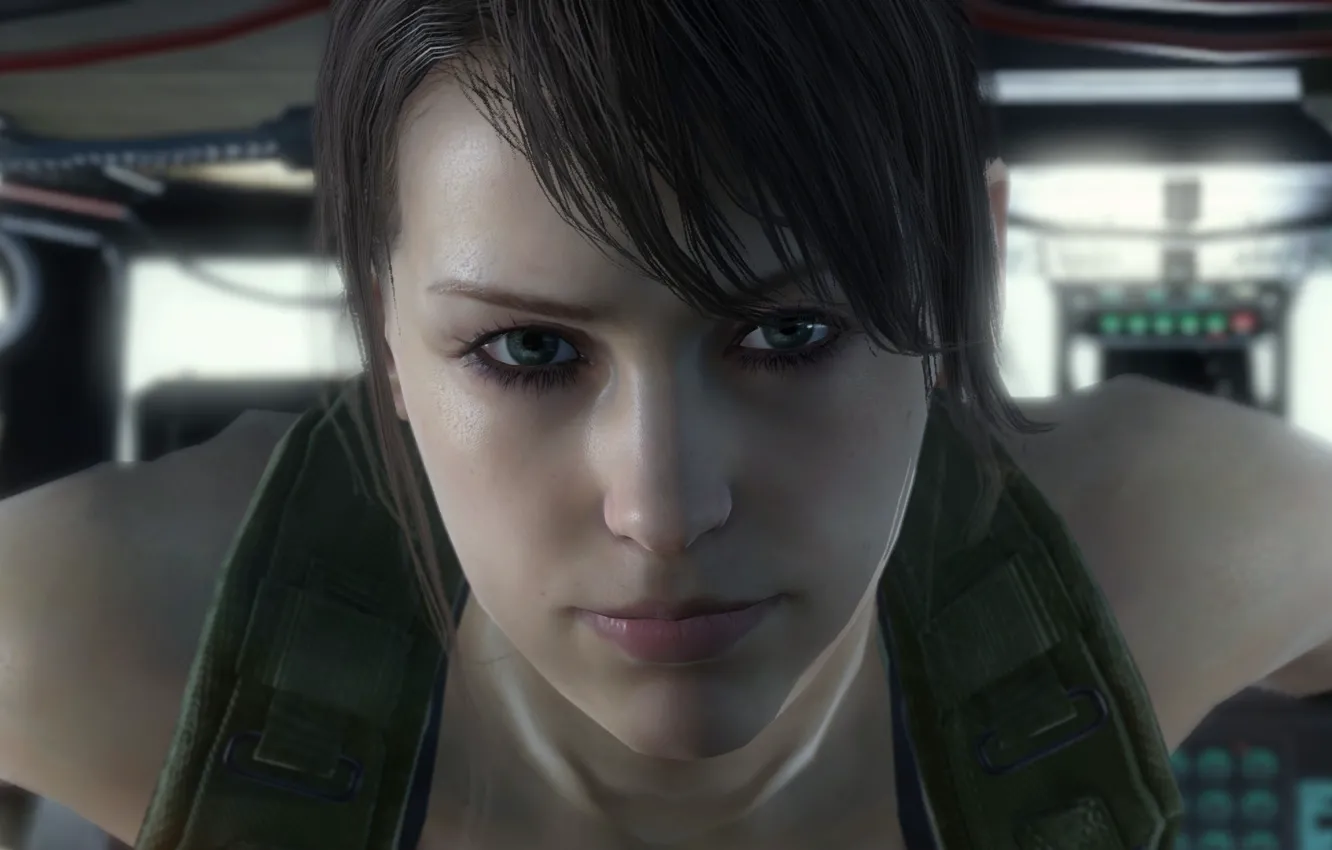 Photo wallpaper girl, game, metal gear solid, eyes, smile, lips, helicopter, face