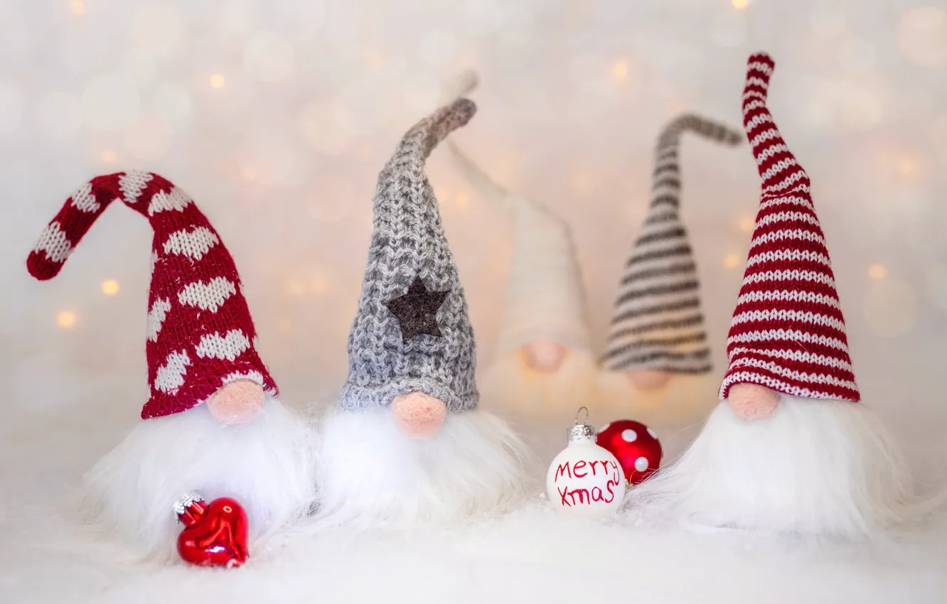 Photo wallpaper winter, balls, holiday, toy, new year, doll, nose, Christmas