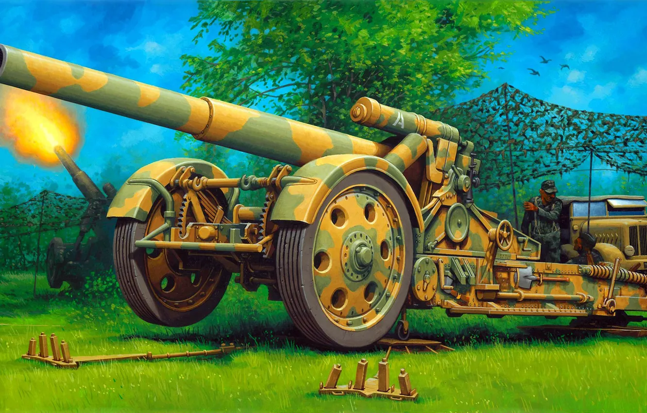 Photo wallpaper figure, Germany, art, 21-cm mortar sample 1918, 210 mm, 21 cm Mrs.18, Mortar 18