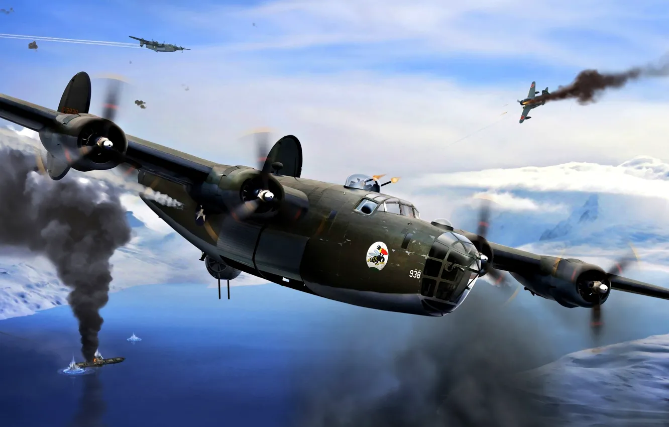 Photo wallpaper Figure, bomber, American, USAF, heavy, mass, Liberator, Consolidated
