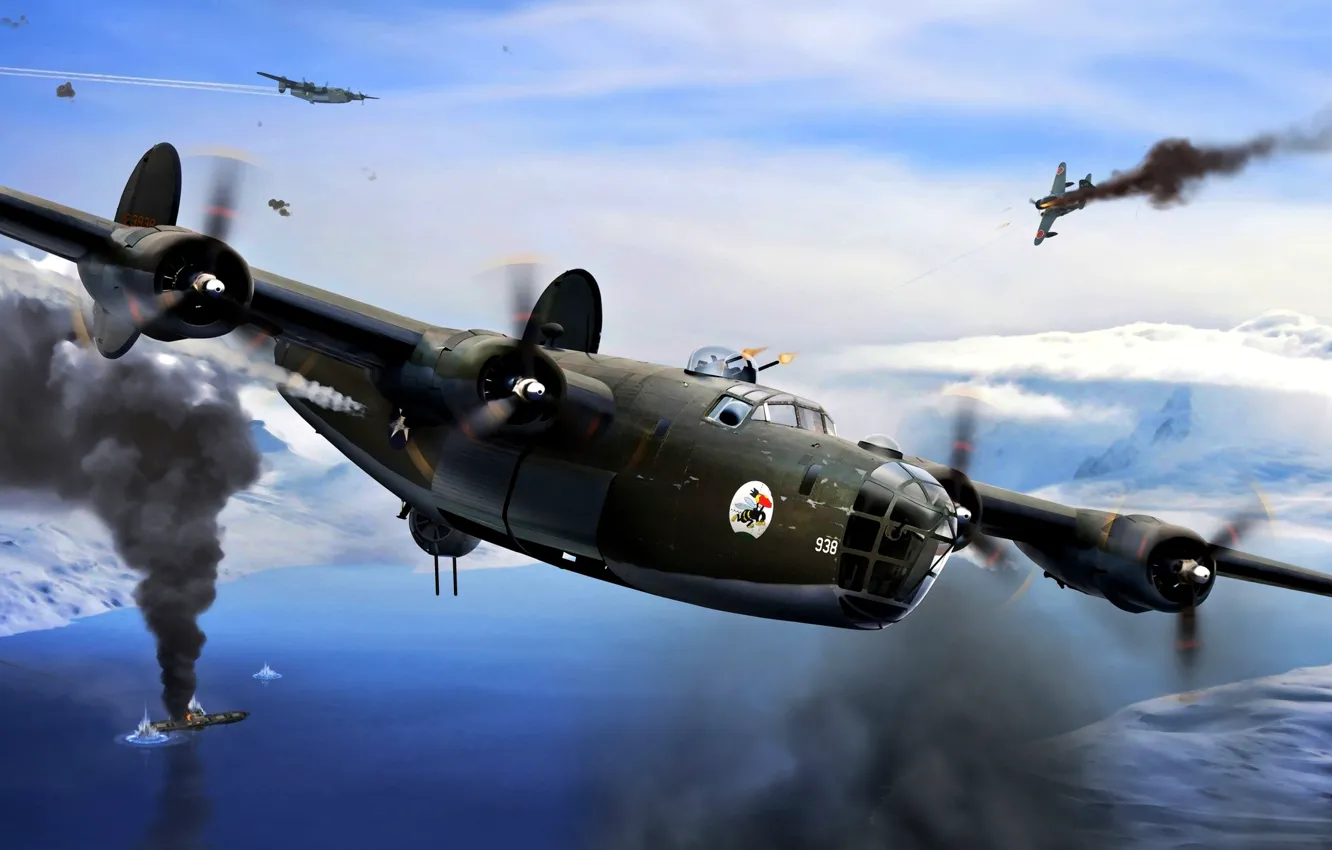 Photo wallpaper figure, bomber, the, American, USAF, heavy, mass, Liberator