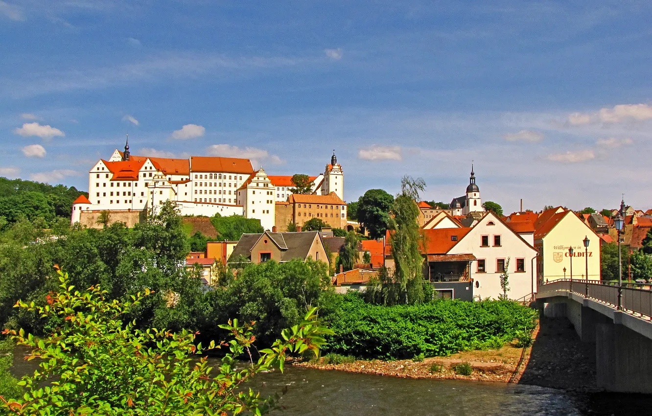 Photo wallpaper bridge, the city, river, photo, home, Germany, Colditz