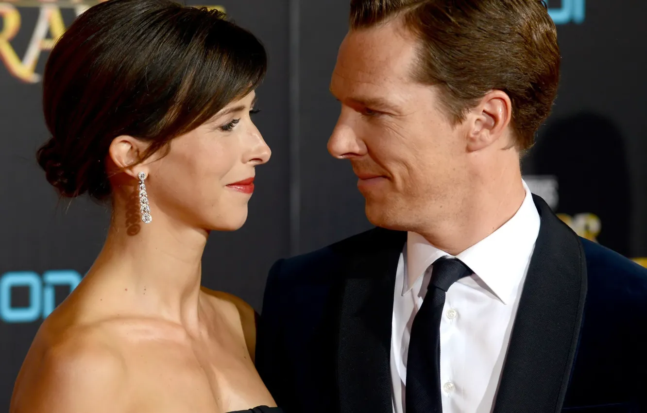 Photo wallpaper look, smile, actress, actor, Benedict Cumberbatch, Benedict Cumberbatch, eye to eye, wife