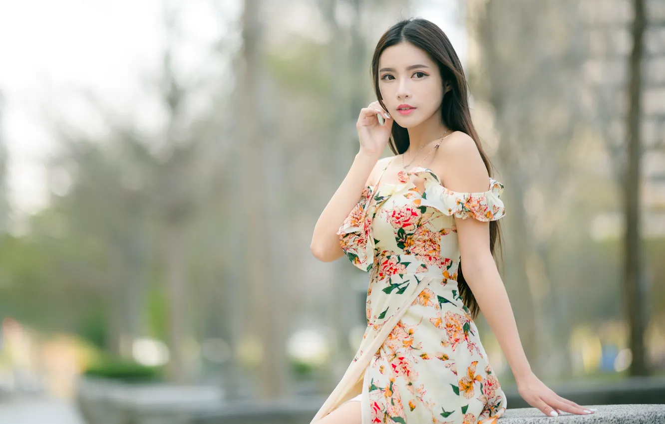 Photo wallpaper girl, portrait, Asian