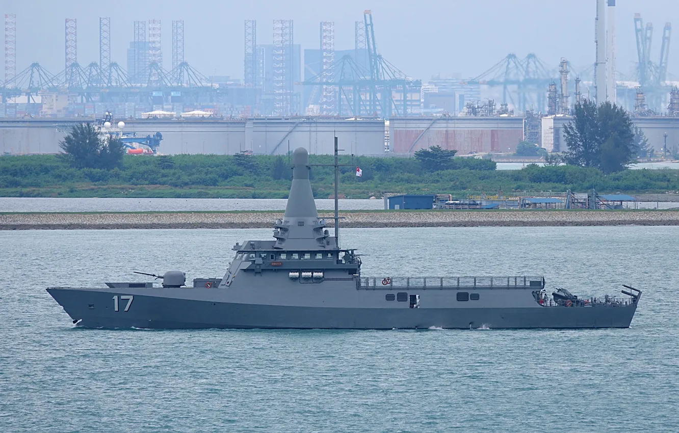 Photo wallpaper frigate, unity, the Navy of Singapore
