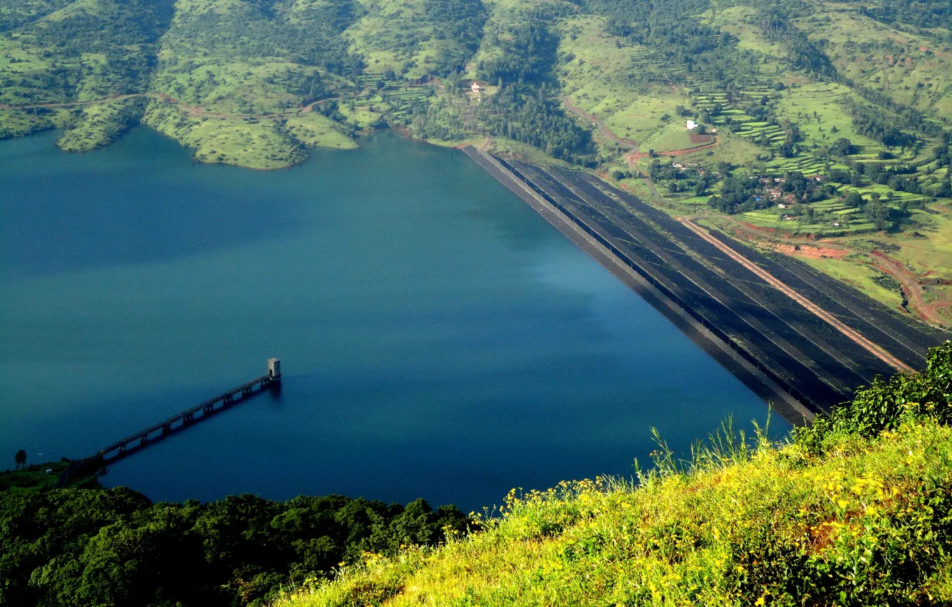 Photo wallpaper lake, India, panorama, panorama, lake, India, Mahabaleshwar, Mahabaleshwar