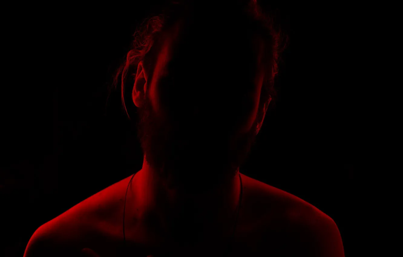Photo wallpaper red, silhouette, male, without a face
