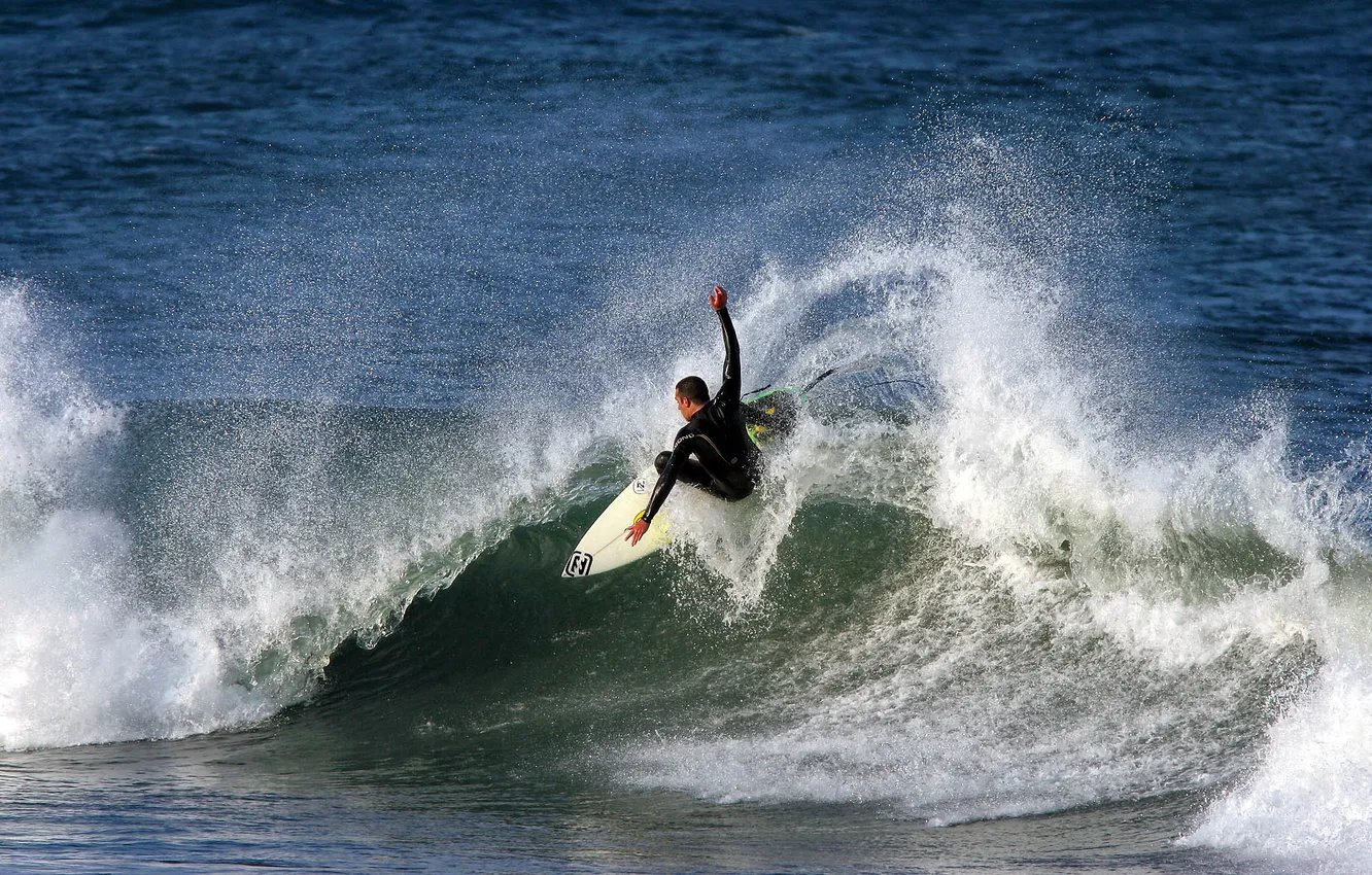 Photo wallpaper wave, squirt, surfer, extreme