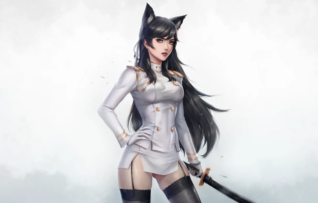 Photo wallpaper girl, style, fiction, sword, katana, art, girl, sword