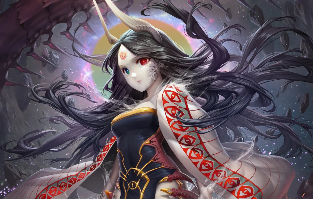 Photo wallpaper girl, the demon, heterochromia