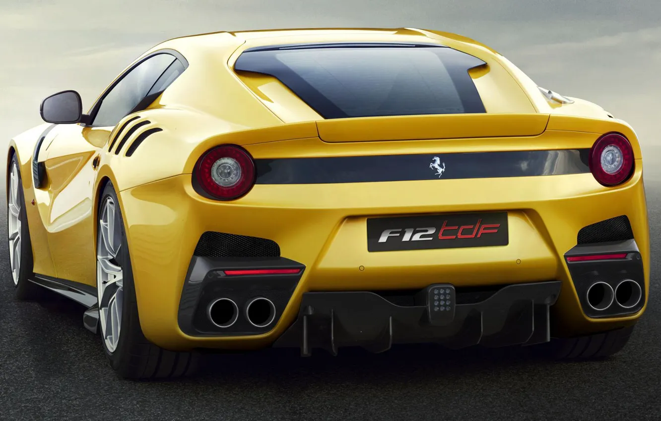 Photo wallpaper Ferrari, Background, Ferrari, Yellow, Back, F12TDF