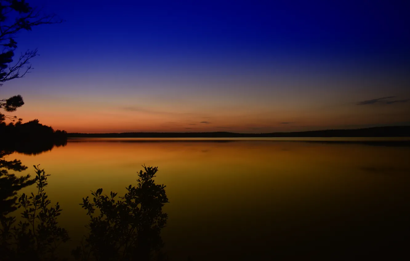 Photo wallpaper lake, glow, Finland