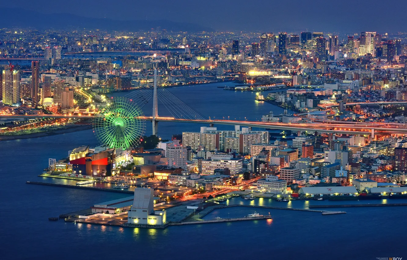 Photo wallpaper night, the city, Japan, Osaka